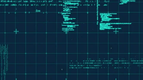 Digital data processing animation with circular patterns and binary coding Stock Footage 304404474