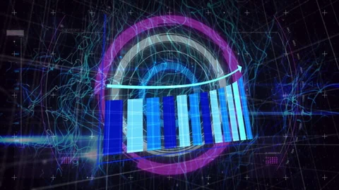 Digital data processing animation with colorful bars and abstract lines Stock Footage 304853746