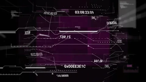 Digital data processing animation with numbers and codes on dark background Stock Footage 303587615