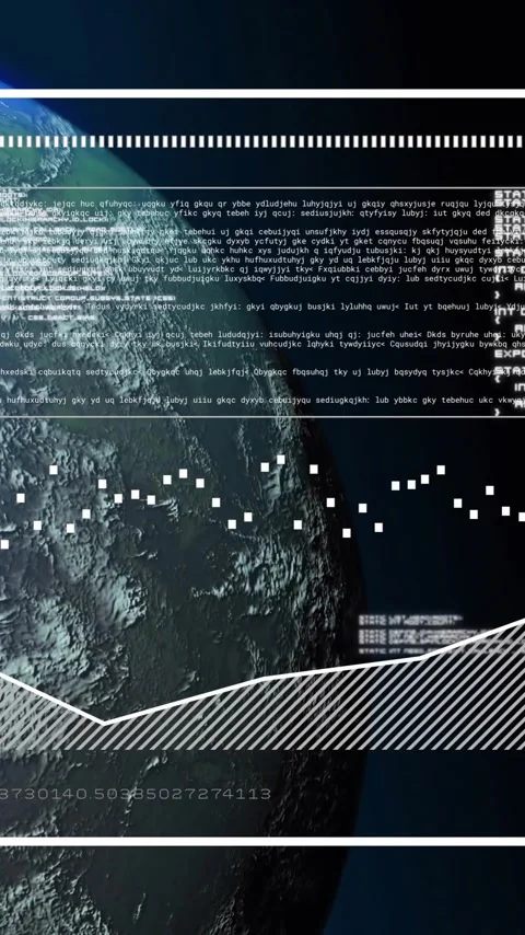 Digital data processing animation over Earth from space Stock Footage 320093522