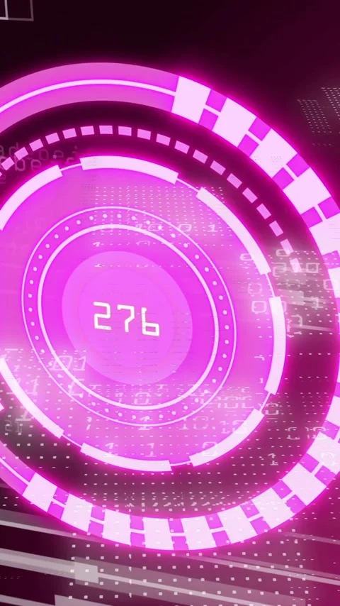 Digital data processing animation with pink circular interface over binary code Stock-Footage 342813029