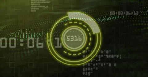 Digital data processing image with circular interface and numerical codes Stockillustratie