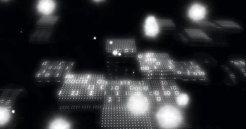 Digital data processing image over glowing circuit boards in dark background イラスト素材