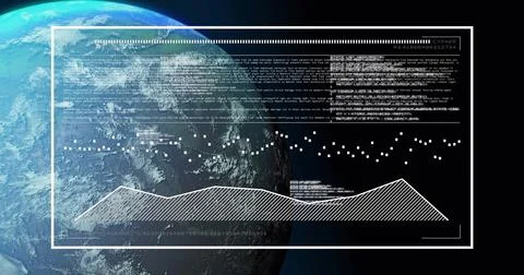 Digital data processing image over Earth from space Stock Illustration