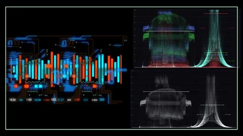 Digital data processing interface with futuristic circuit board Stockillustratie