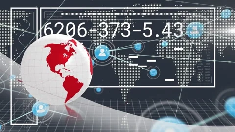 Digital data processing video with global connections on a transparent Video stock 330658169