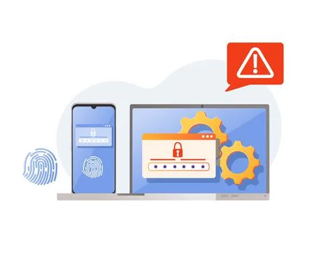 Digital data protection concept mobile payment security app with fingerprint Stock Illustration