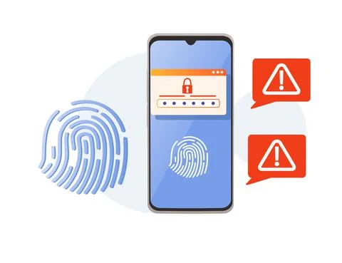 Digital data protection concept mobile payment security app with fingerprint Stock Illustration