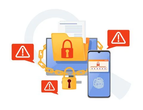 Digital data protection concept mobile payment security app with fingerprint Stock Illustration