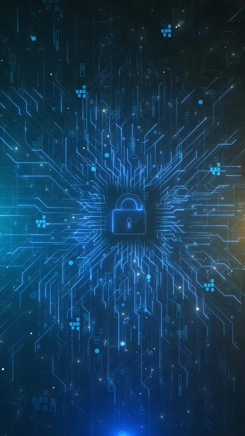 Digital data protection, cyber threats. wireframe Access glowing motion Stock Footage 312183145