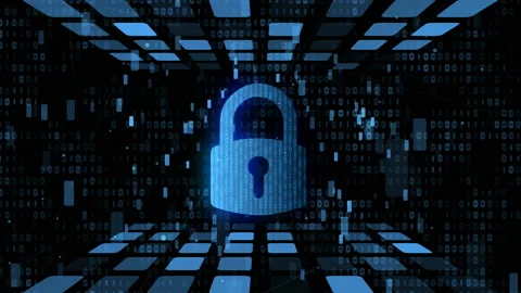 Digital data protection, encrypted computer lock, avp algorythm against spyware Video stock 113495292
