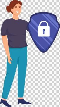 Digital data protection illustration with cyber security cartoon character. Stock Illustration