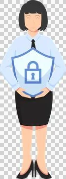 Digital data protection illustration with cyber security cartoon character. Stock Illustration