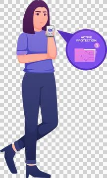 Digital data protection illustration with cyber security cartoon character. Stock Illustration