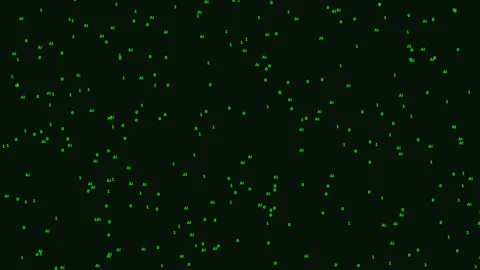 Digital data rain matrix with falling binary code and glowing blue light Stock Footage 347985153