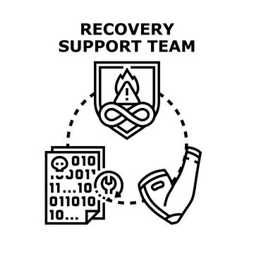 Digital data recovery support team concept Illustrazione stock