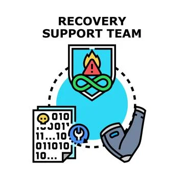 Digital data recovery support team concept Stock Illustration