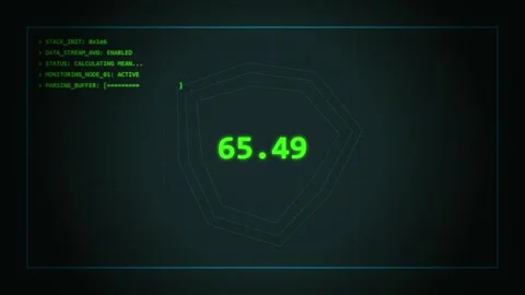 Digital data screen with code and shield graphic, 1.29 number, technology c.. Stock Footage 348421433