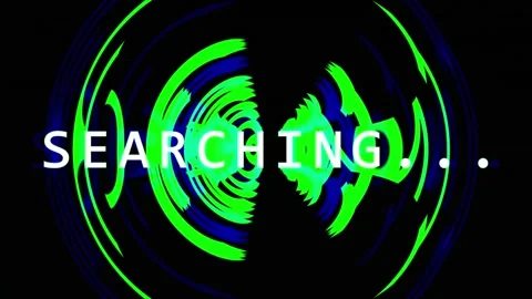 Digital data searching animation with green radial waves on black background Stock Footage 344295255