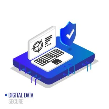 Digital data secure isometric design isolated on white background Stock Illustration