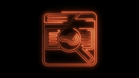 Digital data security analysis neon icon animation on black background for Stock Footage 322990555