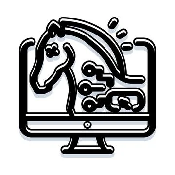 Digital data security breach cyber horse computer virus 库存插图