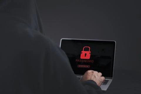 Digital data security breach, hacker accessing confidential information, cy.. Stock Photos