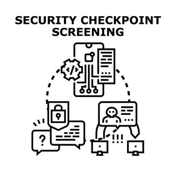 Digital data security checkpoint screening process Stock Illustration