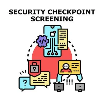 Digital data security checkpoint screening process Stock Illustration