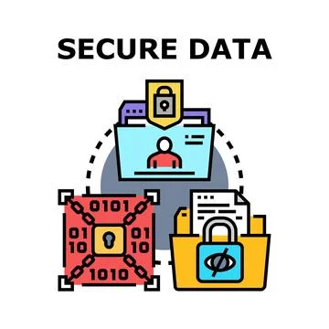 Digital data security concept protecting user information privacy Stock Illustration