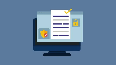 Digital Data Security with Flat Design Icons 2d Animation with Alpha Matte Stock Footage 335607824