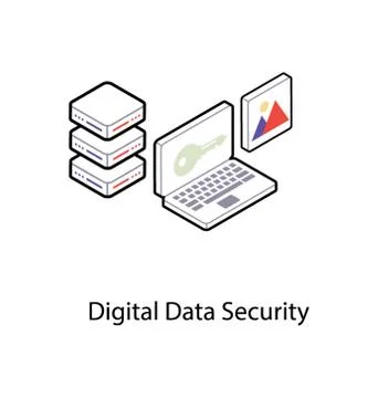 Digital data security icon, isometric vector Illustrazione stock