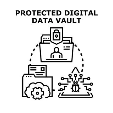 Digital data security safeguarding personal information concept Stock Illustration