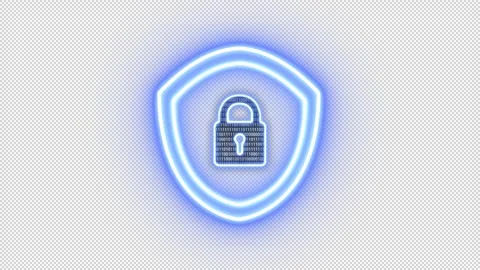 Digital Data Security Shield with Binary Code Lock Icon Alpha channel Stock Footage 290303868