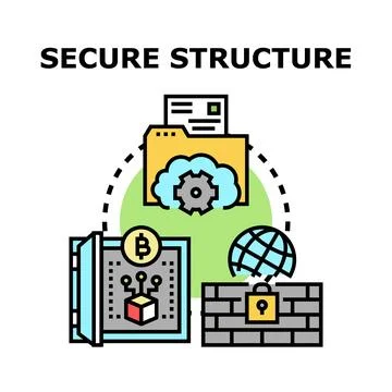 Digital data security structure protecting valuable assets Stock Illustration