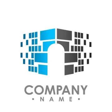 Digital data share security logo design template. Data share and Secure ident Stock Illustration