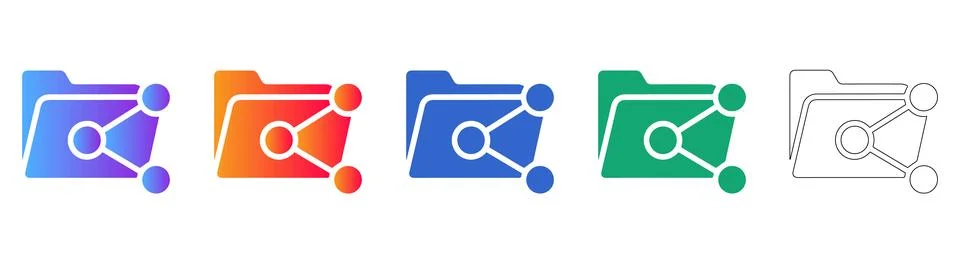 Digital Data Sharing Folder Icons Stock Illustration