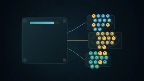 Digital data sorting process animation with colorful icons Stock Footage 347391078