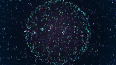 Digital Data Sphere Floating Numbers Network Particles Stock Footage 330604341