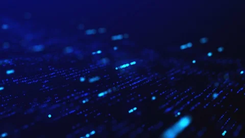 Digital data steam flow. Virtual neural network. Glowing rows Motion in 4K Stock Footage 124023288