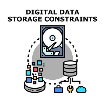 Digital data storage constraints and data management concept Stock Illustration
