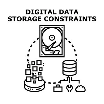 Digital data storage constraints and data management concept イラスト素材