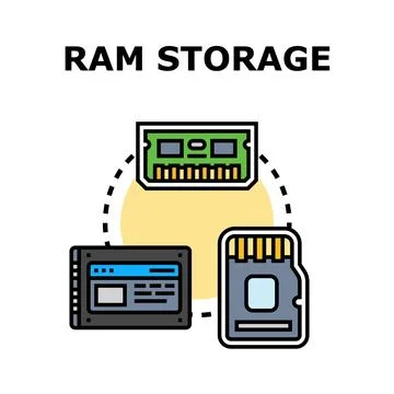 Digital data storage devices memory technology concept Stock Illustration