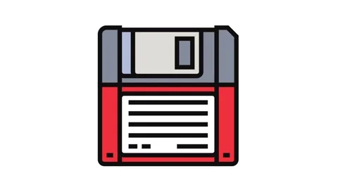 Digital data storage floppy disk color icon animation Stock Footage 326108066