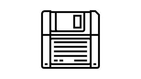 Digital data storage floppy disk line icon animation Stock Footage 326125589