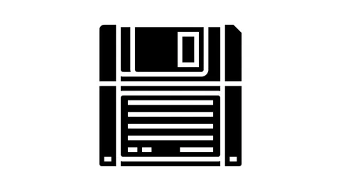 Digital data storage floppy disk glyph icon animation Stock Footage 326145365