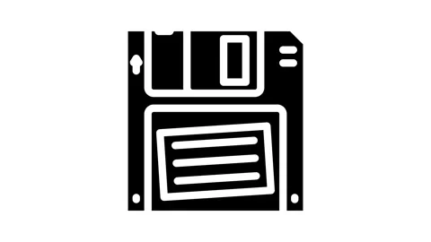 Digital data storage floppy disk glyph icon animation Stock Footage 326735101