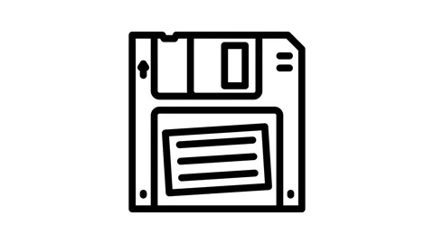 Digital data storage floppy disk line icon animation Stock Footage 326751381