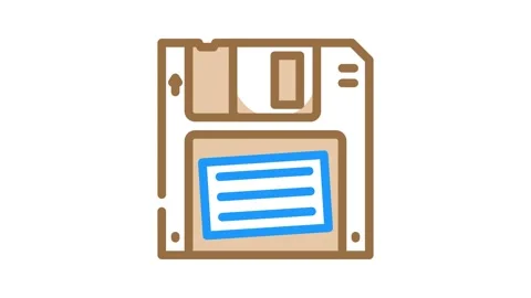 Digital data storage floppy disk color icon animation Stock Footage 327259446