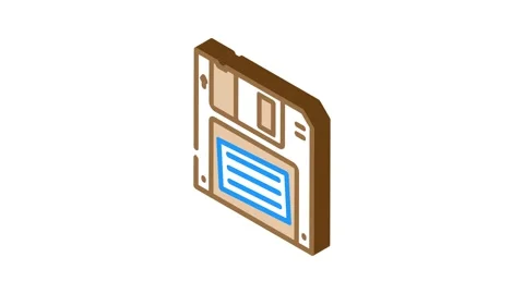 Digital data storage floppy disk isometric icon animation Stock Footage 327280308